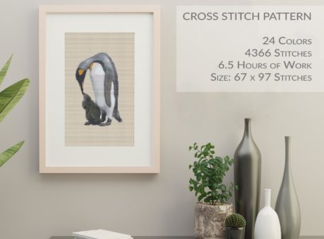 penguin-and-chick-cross-stitch-picture
